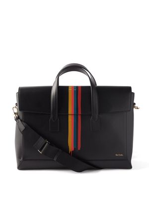 Paul Smith - Painted Stripe Leather Briefcase - Mens - Black
