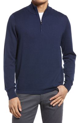 NORDSTROM Tech-Smart Quarter Zip Pullover Sweater in Navy Blazer