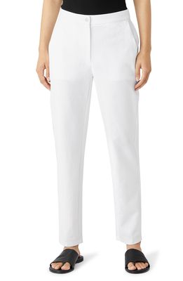 Eileen Fisher High Waist Ankle Pants in White