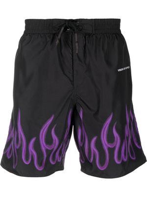 Vision Of Super flame-print drawstring swim shorts - Black