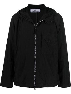 Stone Island logo-trim hooded jacket - Black