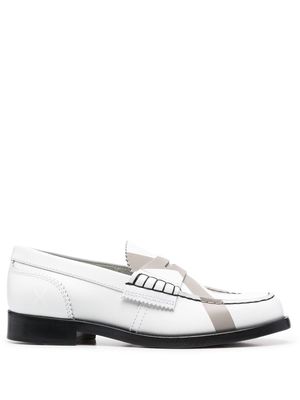 college slip-on leather loafers - White