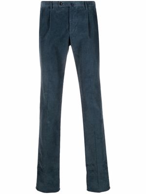 Incotex pleat-detail corduroy trousers - Blue
