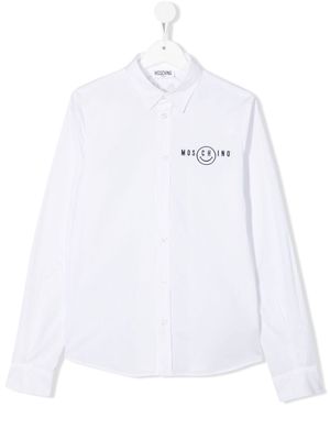 Moschino Kids logo-print long-sleeve shirt - White