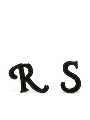 Raf Simons logo-lettering stud earrings - Black