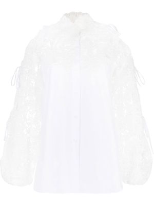 Ermanno Scervino lace-panelling cold-shoulder blouse - White
