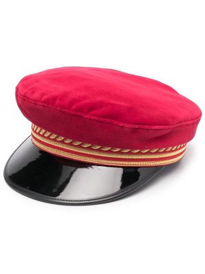 Manokhi patterned trim baker boy cap - Red