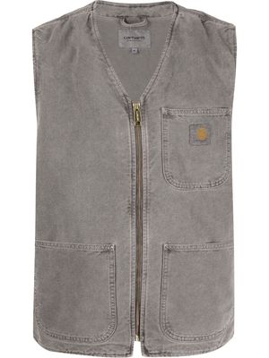 Carhartt WIP patch-pockets zip-up denim vest - Grey
