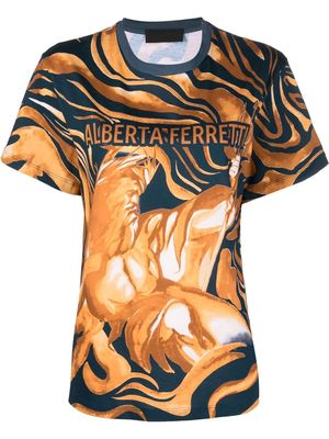 Alberta Ferretti graphic logo-print cotton T-shirt - Blue