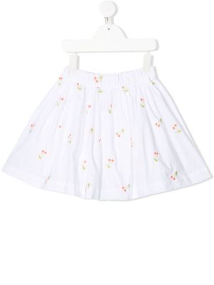 Bonpoint TEEN cherry embroidered pleated skirt - White