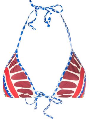 La DoubleJ graphic-print halterneck bikini top - Blue