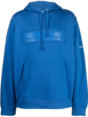 Helmut Lang logo-patch drawstring hoodie - Blue