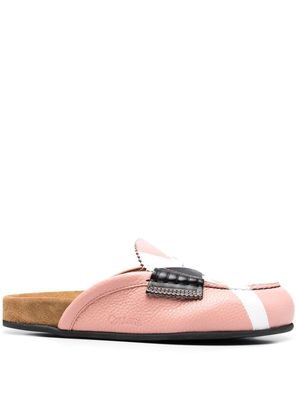 college flat leather mules - Pink