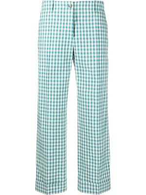 Alberto Biani gingham-check cropped trousers - Blue