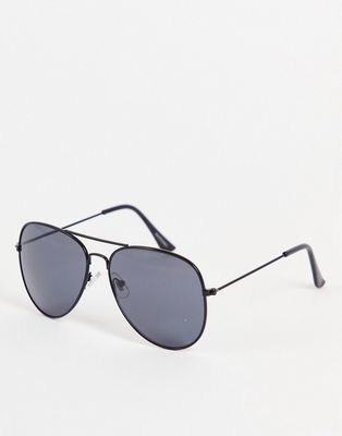 Madein aviator style sunglasses in black smoke
