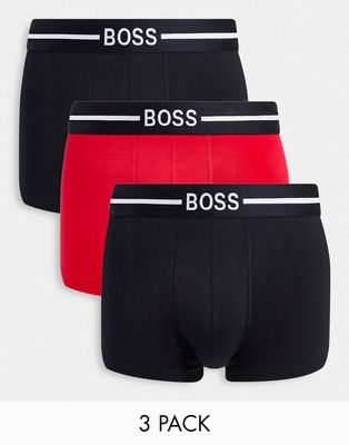 BOSS Bodywear 3 pack trunks in black/red-Multi