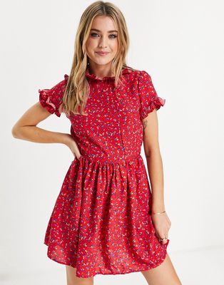 AX Paris ruffle panel mini dress in floral-Multi