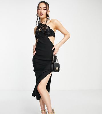 ASYOU lace corset midi dress in black