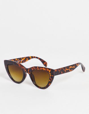Monki rounded cat eye sunglasses in brown tortoiseshell in brown