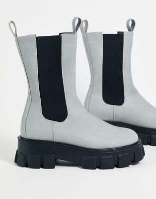 Truffle Collection extreme chunky sole chelsea boots in gray-Black