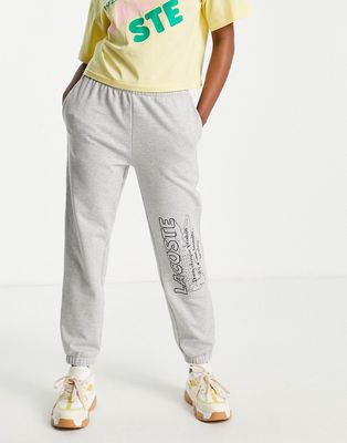 Lacoste printed logo sweatpants in gray