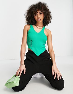 The Couture Club asymmetric ribbed tank top in green