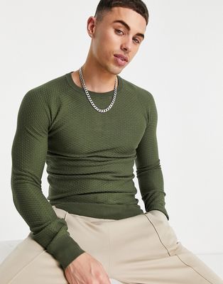 Gianni Feraud brick weave knitted crew neck sweater-Green