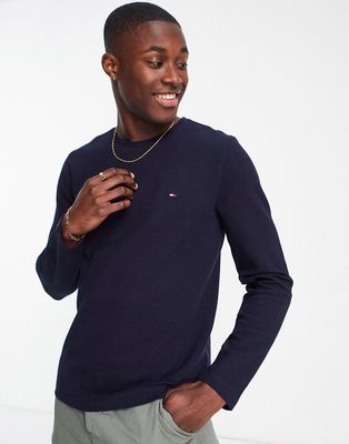 Tommy Hilfiger waffle long sleeve t-shirt in navy
