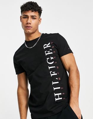 Tommy Hilfiger vertical logo t-shirt in black