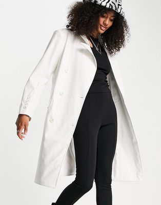 Amy Lynn formal PU trench coat in off white