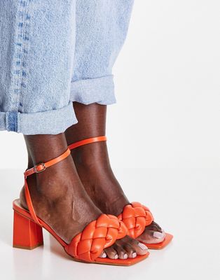 RAID Jaelyn braided mid heeled sandals in orange