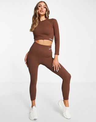 Urban Threads seamless gym leggings in chocolate brown