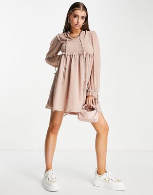 NA-KD textured mini dress in taupe-Neutral