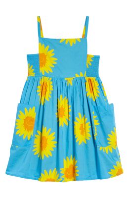 Stella McCartney Kids Kids' Sunflower Print Cotton Voile Dress in Blue/Yellow