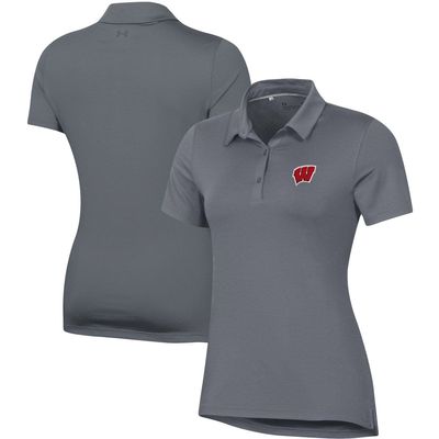 Women's Under Armour Charcoal Wisconsin Badgers Performance Polo