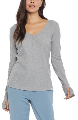 NYDJ Fitted Henley Thumbhole Top in Heather Grey