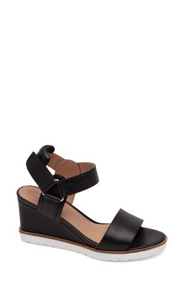 Linea Paolo Vaness Wedge Sandal in Black Leather