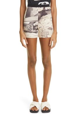ELLISS Monopolise Print Recycled Polyester Blend Shorts in Beige Multi