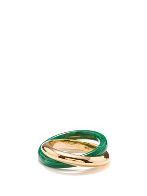 Bottega Veneta - Malachite & 18kt Gold-plated Sterling Silver Ring - Mens - Gold Multi