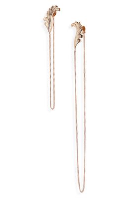 Zimmermann Feather Chain Drop Earrings in Rose Gold