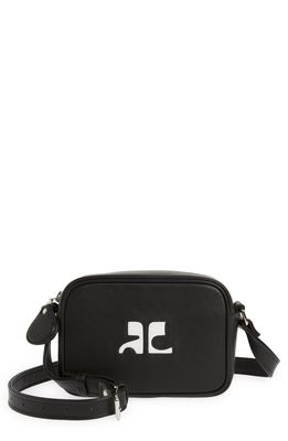 Courreges Calfskin Leather Crossbody Camera Bag in Black