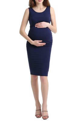 Kimi and Kai Delia Ruched Maternity Tank Dress in Navy