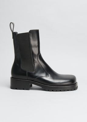 Men's Lugged Leather Chelsea Boots
