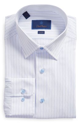 David Donahue Slim Fit Stripe Dress Shirt in White/Blue