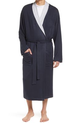 Majestic International Jet Setter Stretch Knit Robe in Navy