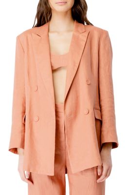 Bardot Oversize Double-Breasted Linen Blazer in Terracotta