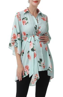 Kimi and Kai Emma Floral Belted Maternity & Nursing Tunic in Multicolored