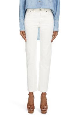 Victoria Beckham Olivia Straight Leg Button Fly Jeans in Off White Rinse
