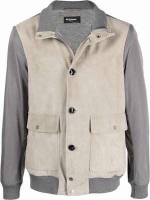 Kiton ribbed-edge leather jacket - Neutrals