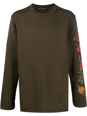 Comme Des Garçons Homme Plus floral-embroidered sleeve jumper - Green
